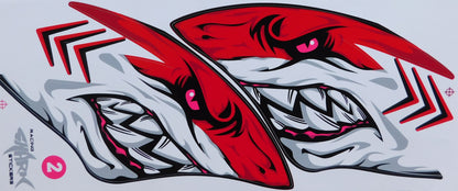 Hai-Aufkleber-Set in vier Farben (35 × 15 cm) – Perfekt für Fahrrad, Auto und Motorrad NS123