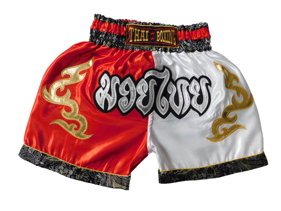 Mini-Format: Trendige Muay Thai Shorts für Kids! (zweifarbig Rot Weiss XXS-M)