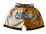 Mini-Format: Trendige Muay Thai Shorts für Kids! (zweifarbig Beige Gold XXS-M)