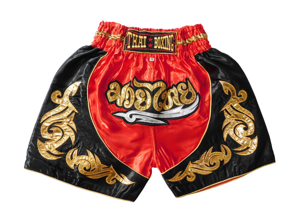 Kampfgeist im Mini-Format: Trendige Muay Thai Shorts für Kids! (Rot - Schwarz  XXS-M)