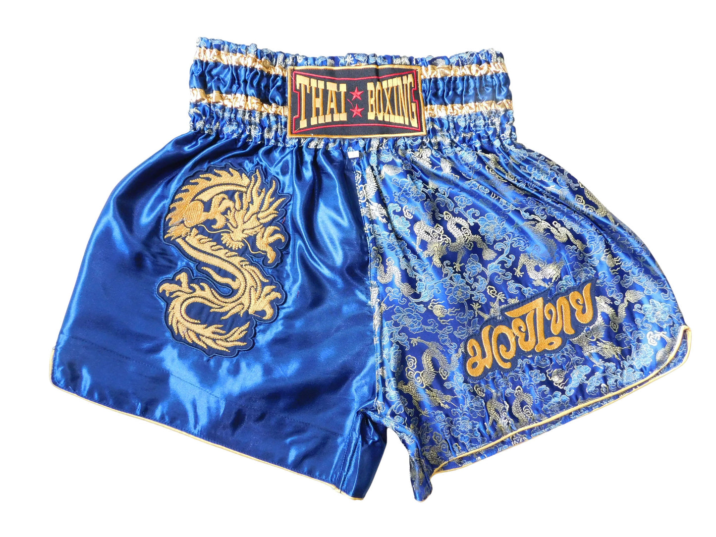 Kraftvoll und Stilvoll: Moderne Muay Thai Shorts für Erwachsene! (Dragon Dunkelblau M-L-XL-XXL-3XL)