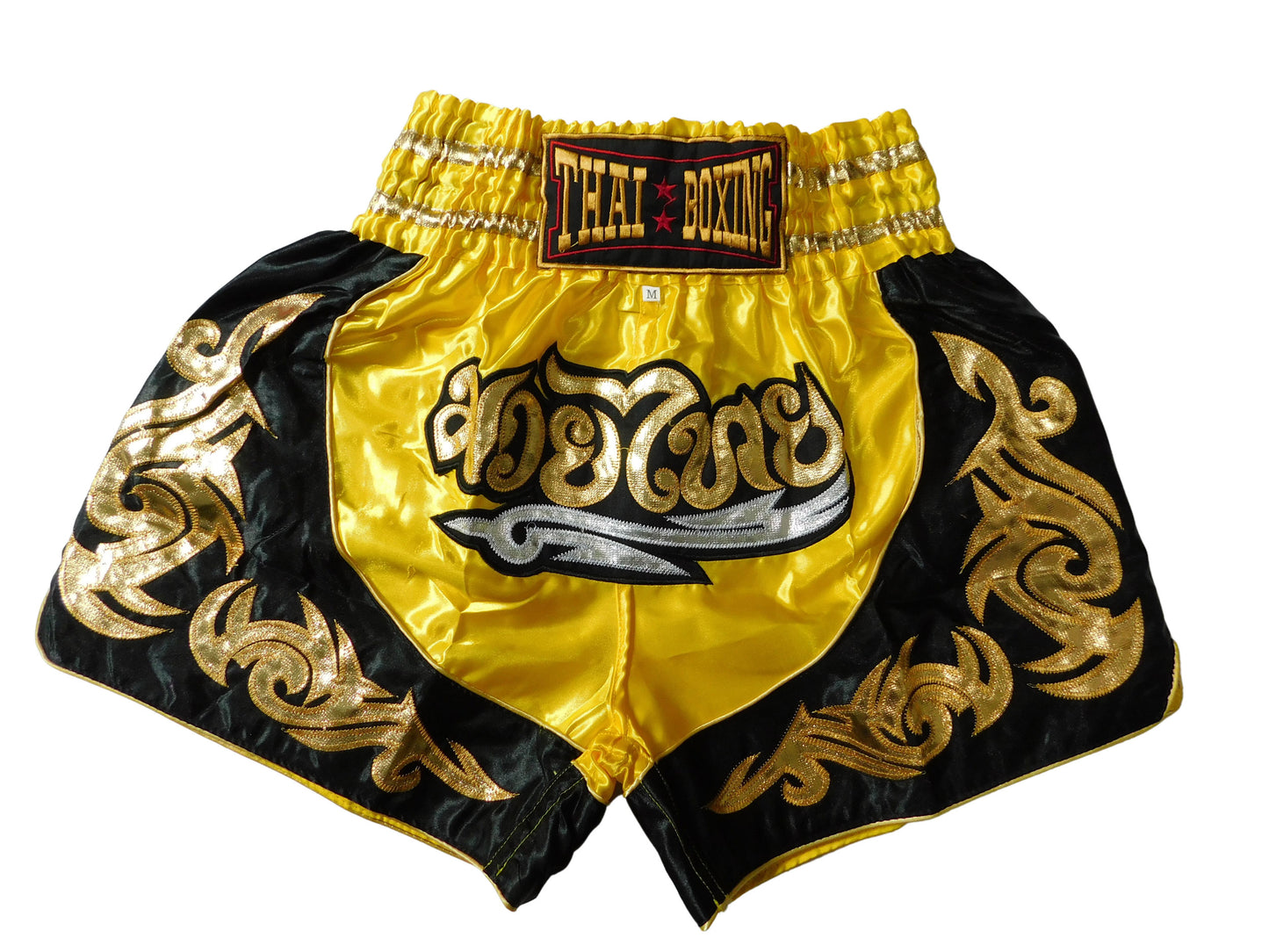 Muay Thai Shorts Gelb Schwarz Gold | Original Thaiboxhose aus Thailand M-3XL