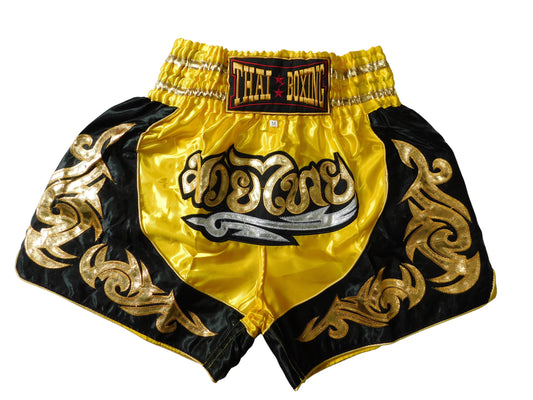 Shorts de Muay Thai Originales Gris Or | Pantalon de Boxe Thaïlandaise Unisexe M-3XL