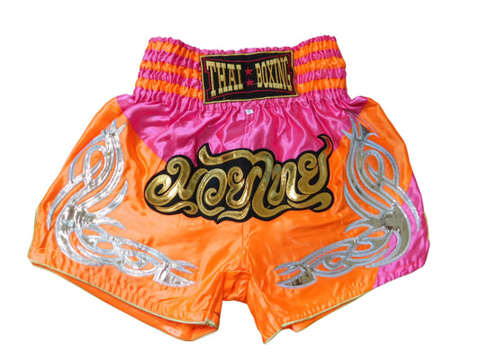 Kraftvoll und Stilvoll: Moderne Muay Thai Shorts für Erwachsene! (Pink Orange M-L-XL-XXL-3XL)