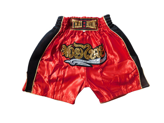 Mini-Format: Trendige Muay Thai Shorts für Kids! (zweifarbig Rot Schwarz XXS-M) Streifen