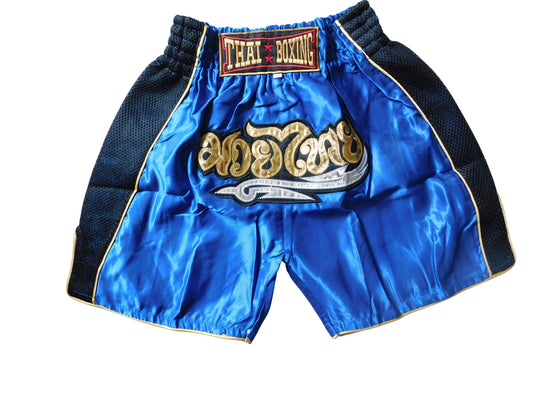 Mini-Format: Trendige Muay Thai Shorts für Kids! (zweifarbig Blau Schwarz XXS-M) Streifen (Kopie)