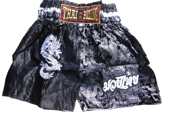 LIMITED Kampfgeist im Mini-Format: Trendige Muay Thai Shorts für Kids! Drachen Schwarz XXS-M