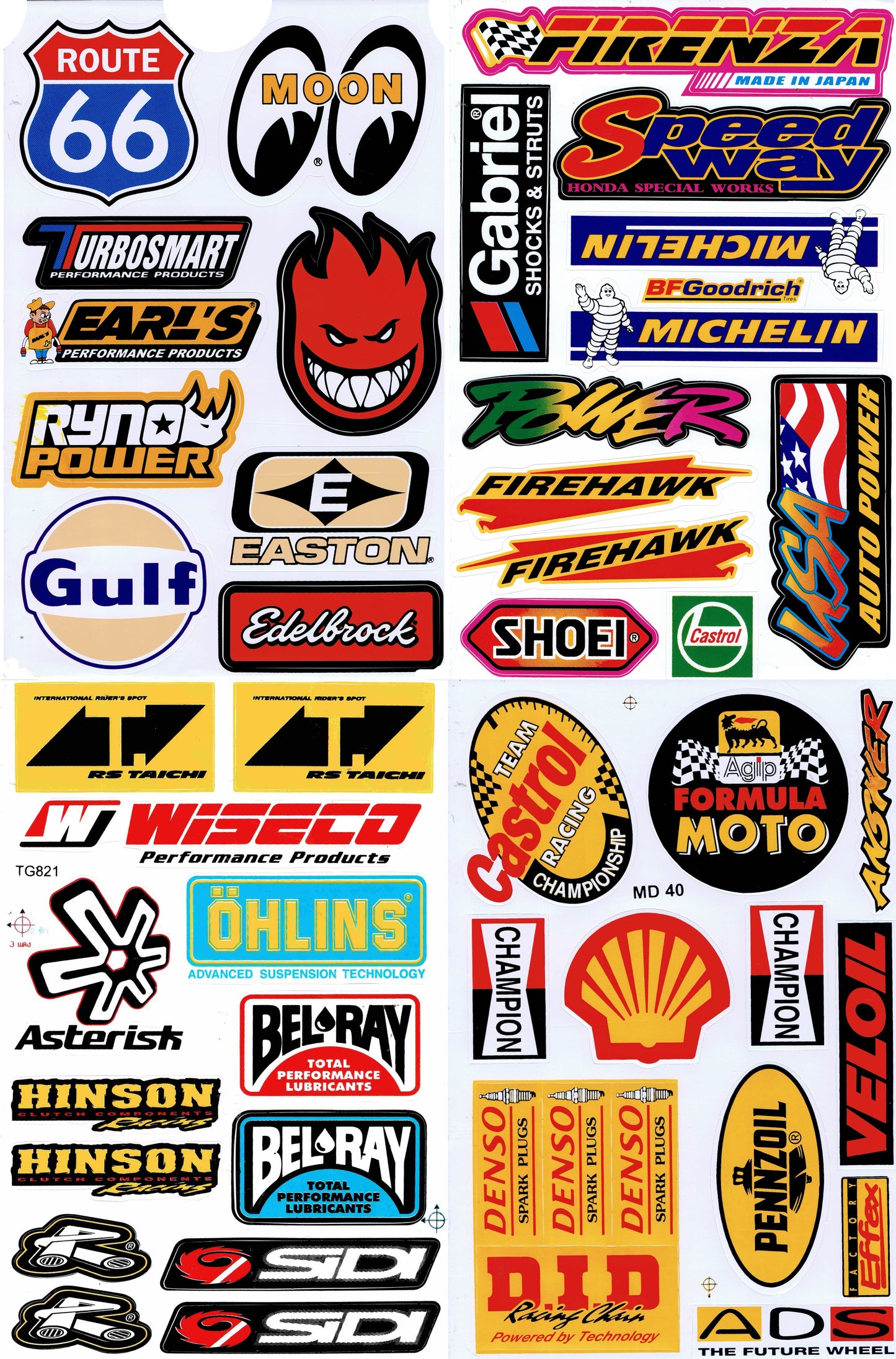 4 Bogen Promotion Set Sponsoren Sponsors Aufkleber Sticker Motorrad Moped Roller Skateboard Auto Tuning Modellbau selbstklebend