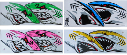 Hai-Aufkleber-Set in vier Farben (35 × 15 cm) – Perfekt für Fahrrad, Auto und Motorrad NS124