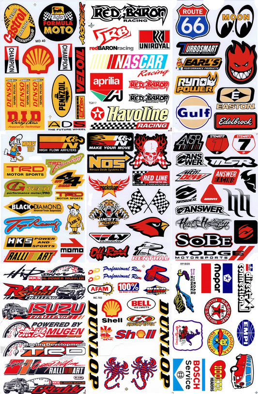 SAVINGS SET 9 BOGEN sponsor sponsors logo sticker motorcycle bicycle skateboard car tuning self-adhesive S09