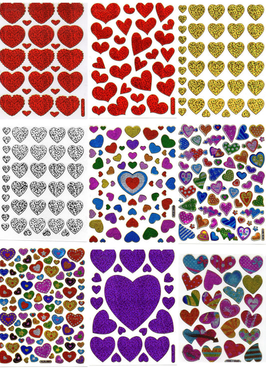 Kreatives Sticker-Set für Kinder: 9 farbenfrohe Bogen mit herzlichen Motiven, glitzerndem Metallic-Effekt - ideal für Bastelprojekte im Kindergarten! SET25