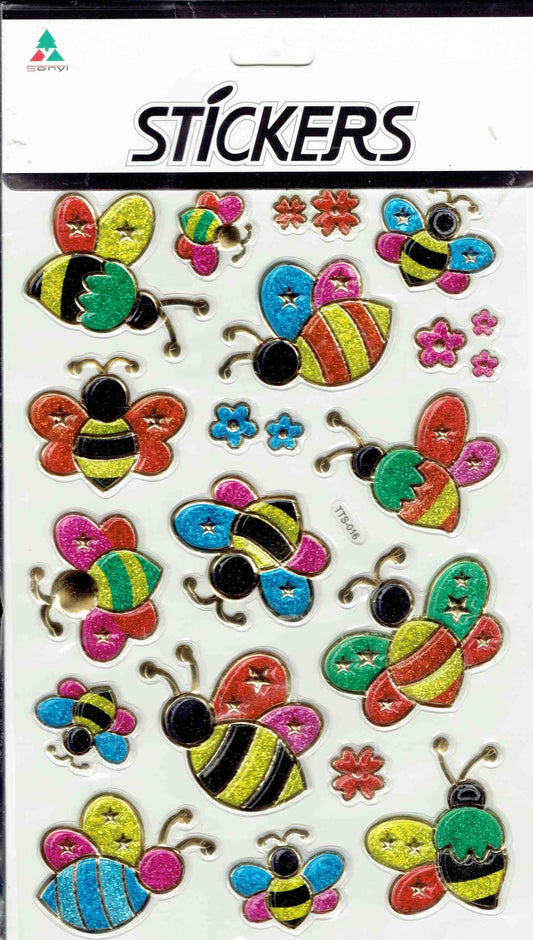 3D Biene Hummel Wespe Insekten Tiere Aufkleber Sticker für Kinder Basteln Kindergarten Geburtstag 1 Bogen 047