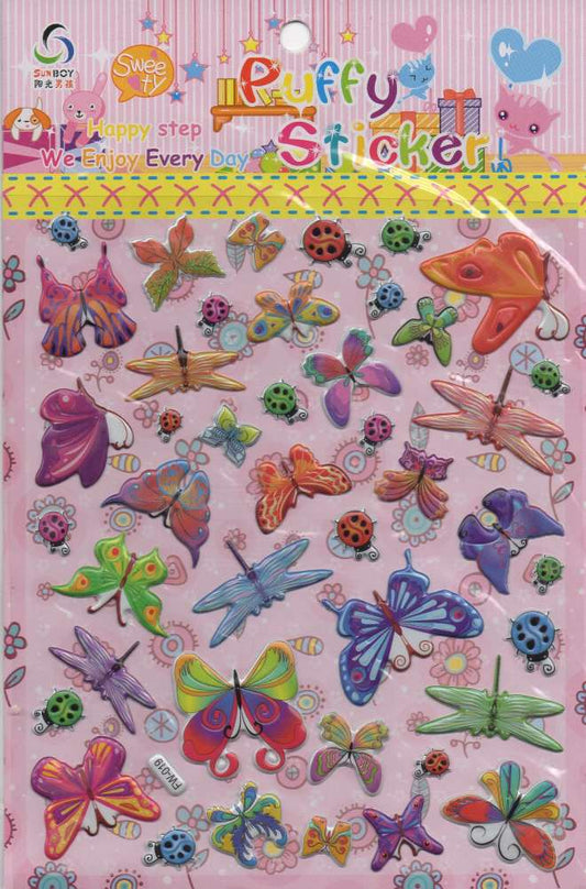 3D Schmetterlinge Insekten Tiere bunt Aufkleber Sticker für Kinder Basteln Kindergarten Geburtstag 1 Bogen 149