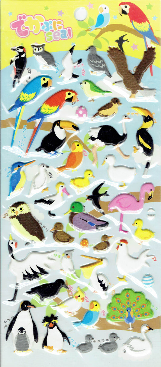 3D  Vögel Papagei Pinguin Tiere Aufkleber Sticker für Kinder Basteln Kindergarten Geburtstag 1 Bogen 273