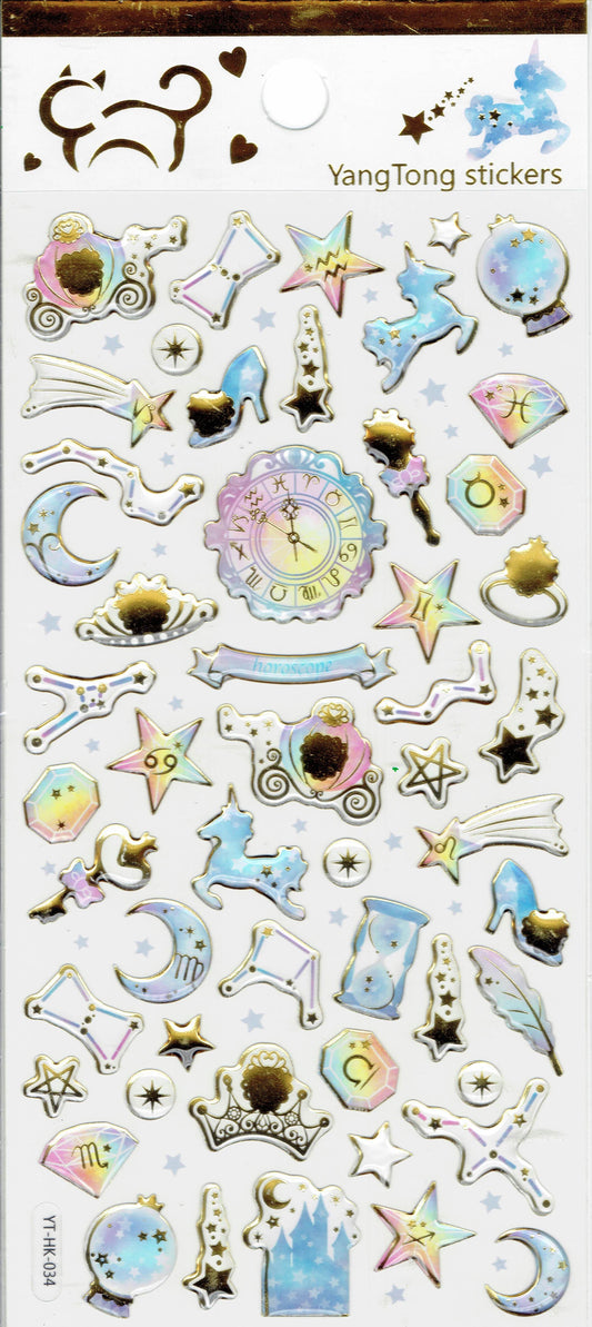 3D Glaskugel Zauberstab Kompass Aufkleber Sticker für Kinder Basteln Kindergarten Geburtstag 1 Bogen 334