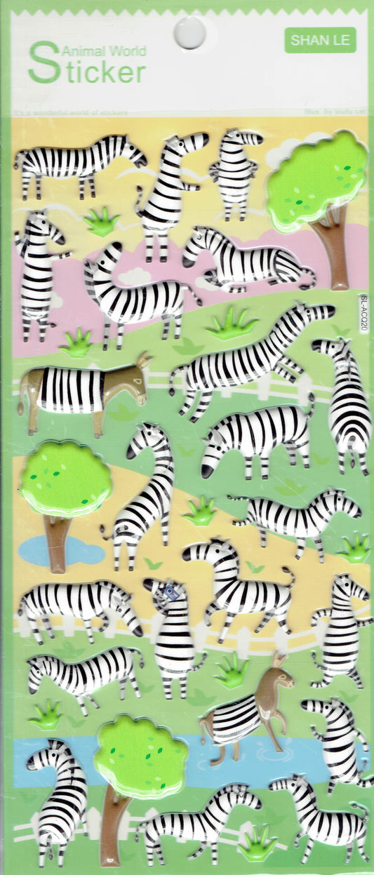 3D Zebra Tiere Zoo Safari Aufkleber Sticker für Kinder Basteln Kindergarten Geburtstag 1 Bogen 346