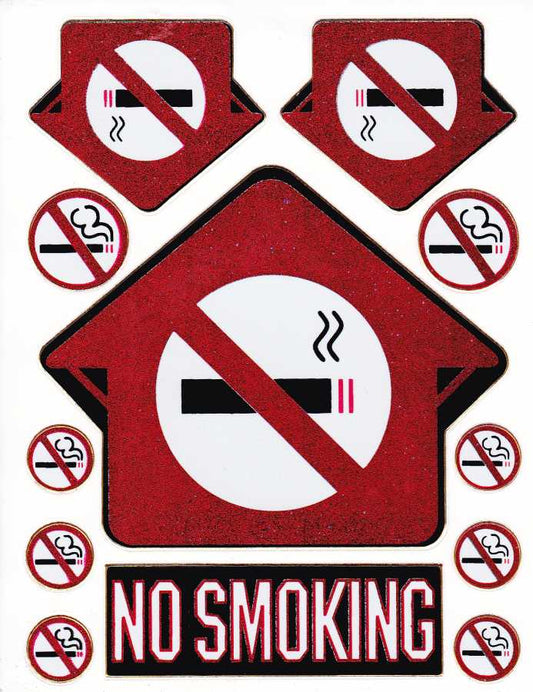 VERBOTEN RAUCHEN NO SMOKING Sticker metallic Glitzer Effekt Logo 1 Bogen 348