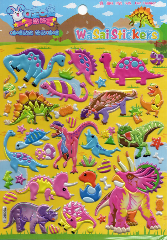 3D Dinosaurier Dino Jurassic T-Rex Raptor Aufkleber Sticker für Kinder Basteln Kindergarten Geburtstag 1 Bogen 386