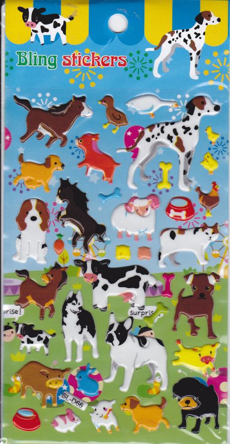 3D Hund Hunde dalmatiner Rottweiler Tiere Aufkleber Sticker für Kinder Basteln Kindergarten Geburtstag 1 Bogen 405
