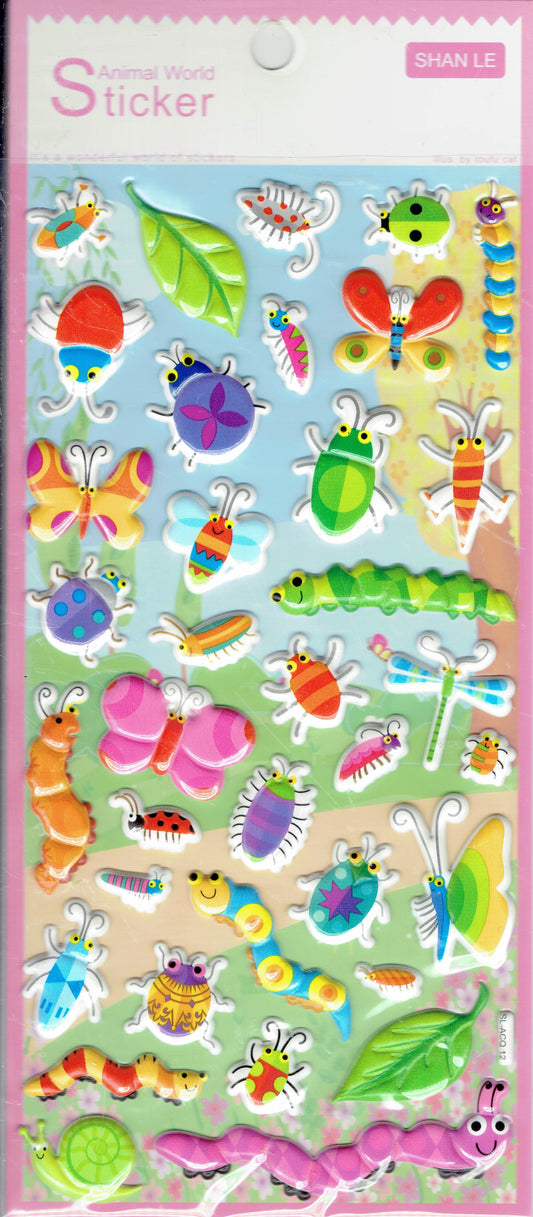 3D Schmetterlinge Insekten Käfer Raupe Aufkleber Sticker für Kinder Basteln Kindergarten Geburtstag 1 Bogen 407