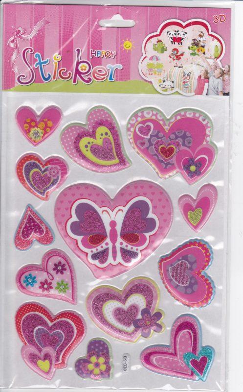 3D Herz Herzen Liebe bunt Aufkleber Sticker für Kinder Basteln Kindergarten Geburtstag 1 Bogen 410