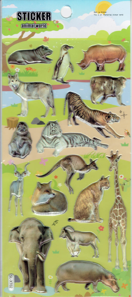 3D Elefanten Giraffe Zoo Tiere Aufkleber Sticker für Kinder Basteln Kindergarten Geburtstag 1 Bogen 458