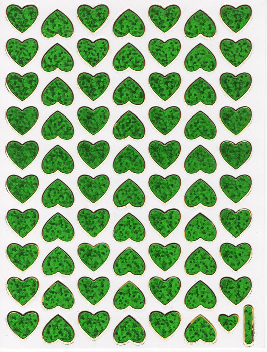 Herz Herzen grün Liebe Aufkleber Sticker metallic Glitzer Effekt für Kinder Basteln Kindergarten Geburtstag 1 Bogen 458