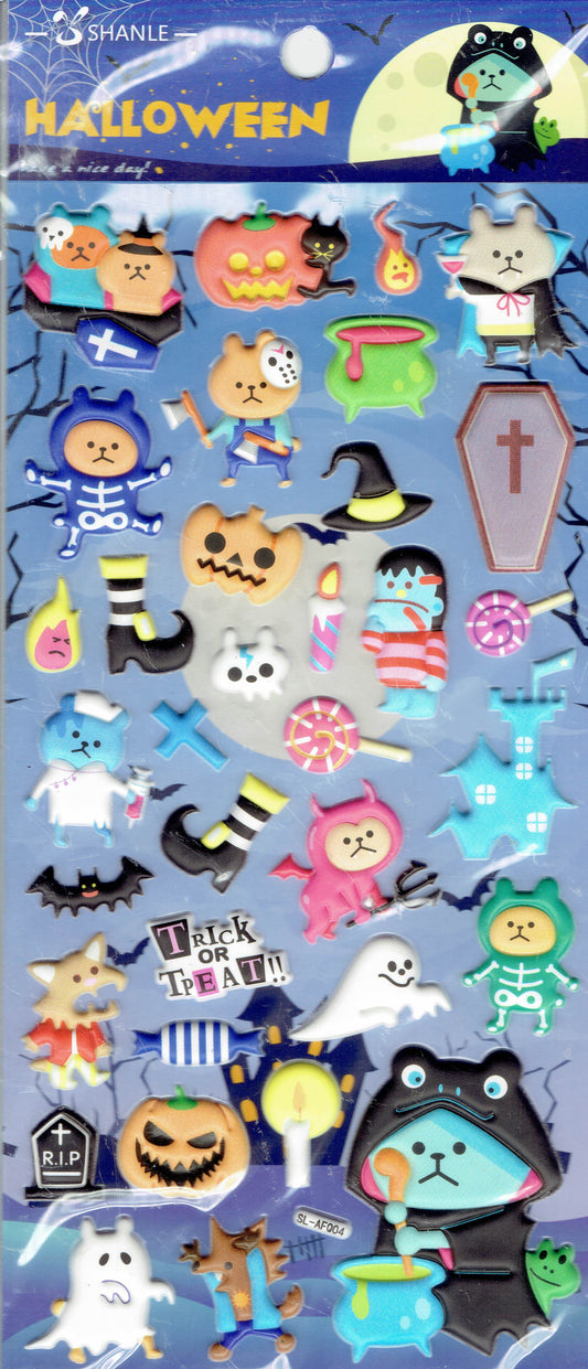 3D Halloween Gespenst Geist Monster Aufkleber Sticker für Kinder Basteln Kindergarten Geburtstag 1 Bogen 464