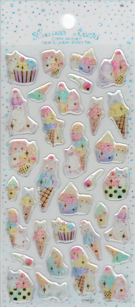 3D Waffeleis Eisbecher Aufkleber Sticker für Kinder Basteln Kindergarten Geburtstag 1 Bogen 489