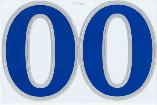 Grosse Nummer 0 blau 165 mm hoch Aufkleber Sticker Motorrad Roller Skateboard Auto Tuning Modellbau selbstklebend 493