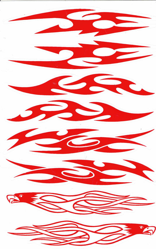Coole rote Flammen Sticker Aufkleber für Motorrad, Roller, Skateboard und Auto Tuning – Selbstklebend 498