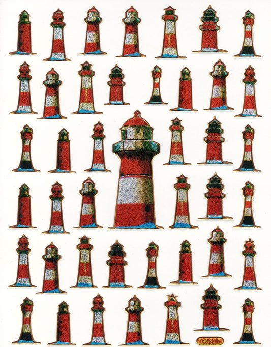 Lighthouse Ships Anchor Sticker Metallic Glitter Effect School Children Crafts Kindergarten 1 sheet 022