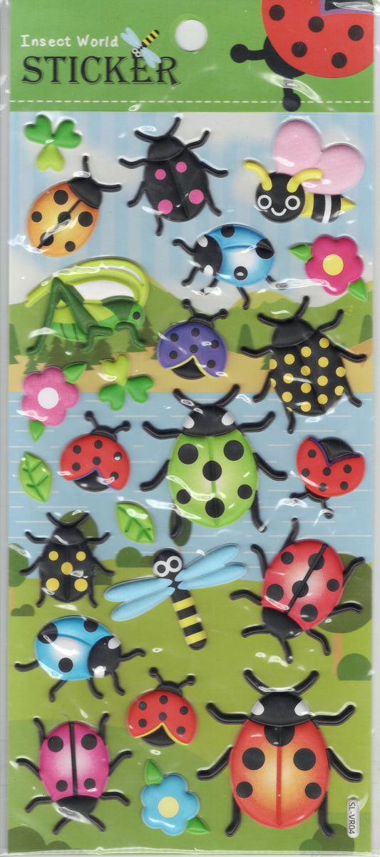 3D Insekten Käfer Aufkleber Sticker für Kinder Basteln Kindergarten Geburtstag 1 Bogen 519