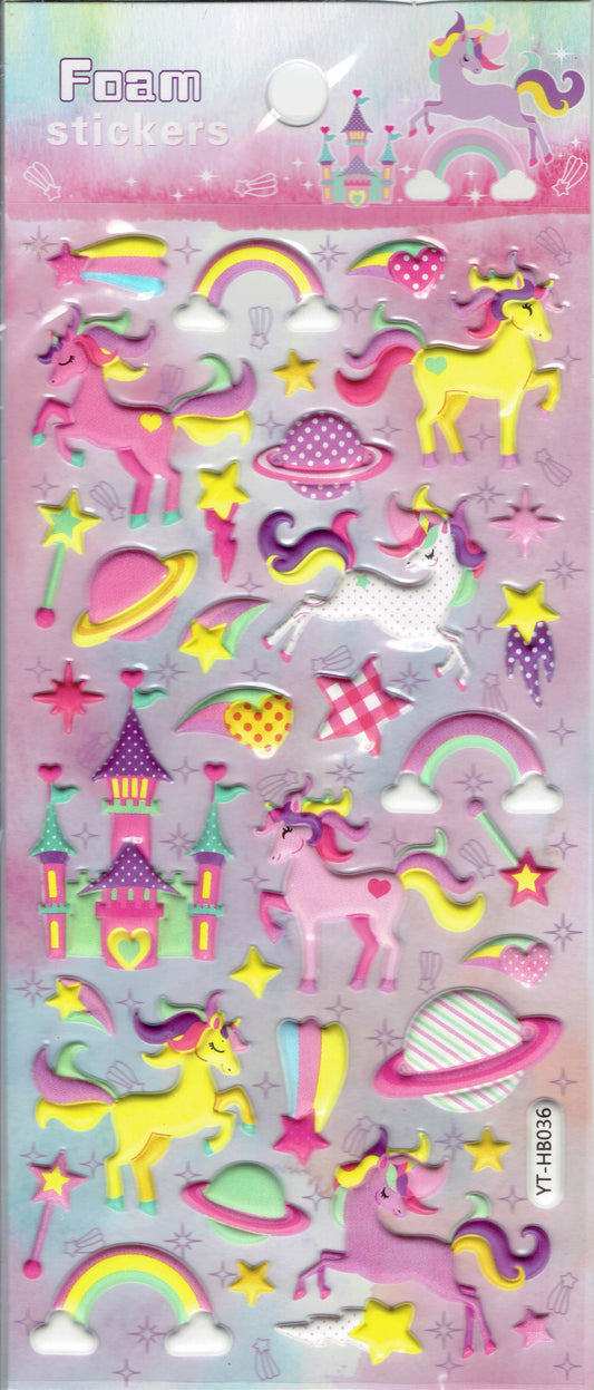 3D unicorn mythical creatures fairy tale stickers for children crafts kindergarten birthday 1 sheet 544