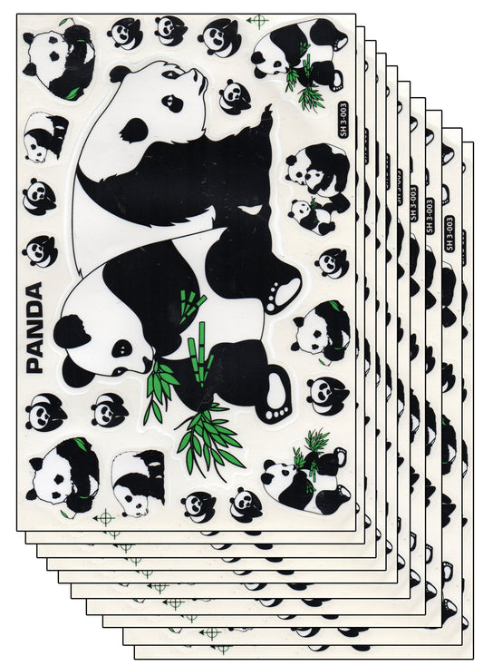 10ER Vorteilsangebot Panda Bär Tiere Aufkleber Sticker Kinder Basteln Kindergarten Sammeln Geburtstag 10 Bogen 041
