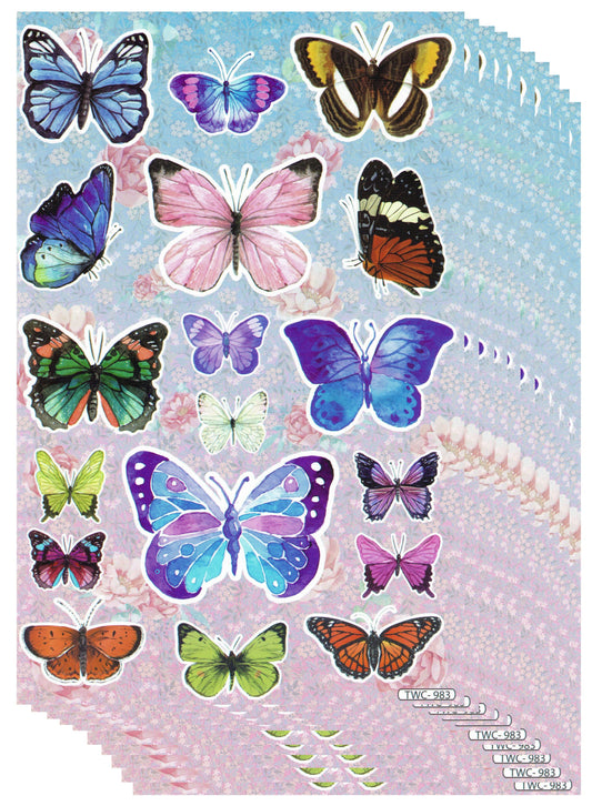 10ER Vorteilsangebot Schmetterlinge Insekten Tiere Aufkleber Sticker Kinder Basteln Kindergarten Sammeln Geburtstag 10 Bogen 045