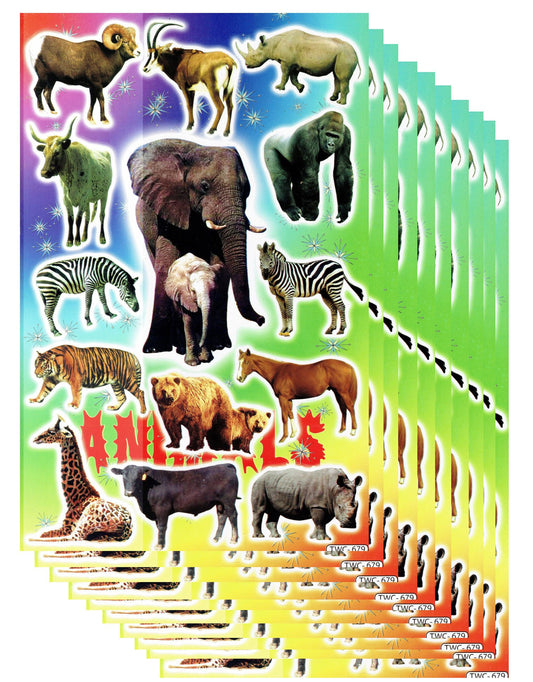 10ER Vorteilsangebot Afrika Zoo Safari Tiere Aufkleber Sticker Kinder Basteln Kindergarten Sammeln Geburtstag 10 Bogen 045