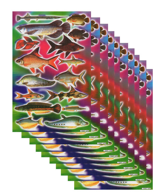 10ER Vorteilsangebot Fische Tiere Aquarium Aufkleber Sticker Kinder Basteln Kindergarten Sammeln Geburtstag 10 Bogen 063