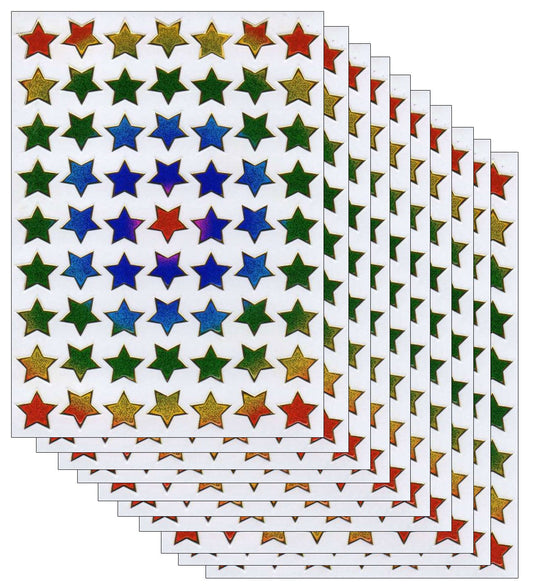 10ER Vorteilsangebot Sterne Stern bunt Aufkleber Sticker metallic Glitzer Effekt für Kinder Basteln Kindergarten Geburtstag 10 Bogen 085