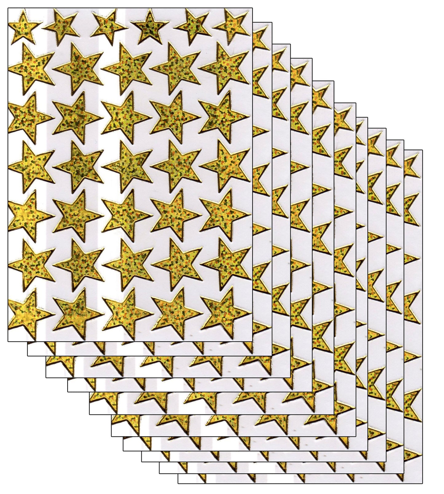 10ER Vorteilsangebot Sterne Stern gold Aufkleber Sticker metallic Glitzer Effekt für Kinder Basteln Kindergarten Geburtstag 10 Bogen 109