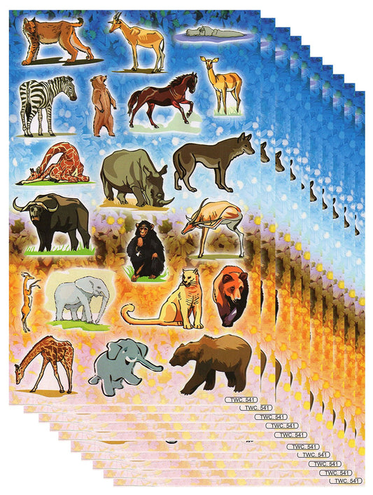 10ER Vorteilsangebot Safari Zoo Tiergarten Tiere Aufkleber Sticker Kinder Basteln Kindergarten Sammeln Geburtstag 10 Bogen 183