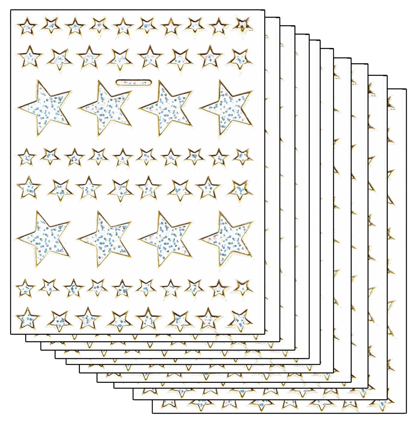 Sparset 10 Bogen Stern Sterne silber Aufkleber Sticker metallic Glitzer Effekt für Kinder Basteln Kindergarten Geburtstag 202