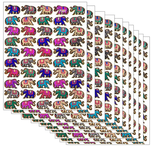 10ER Vorteilsangebot Elefanten Tiere Aufkleber Sticker metallic Glitzer Effekt für Kinder Basteln Kindergarten Geburtstag 10 Bogen 509
