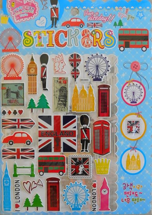 3D Big Ben Bobby England London Aufkleber Sticker für Kinder Basteln Kindergarten Geburtstag 1 Bogen BIG1