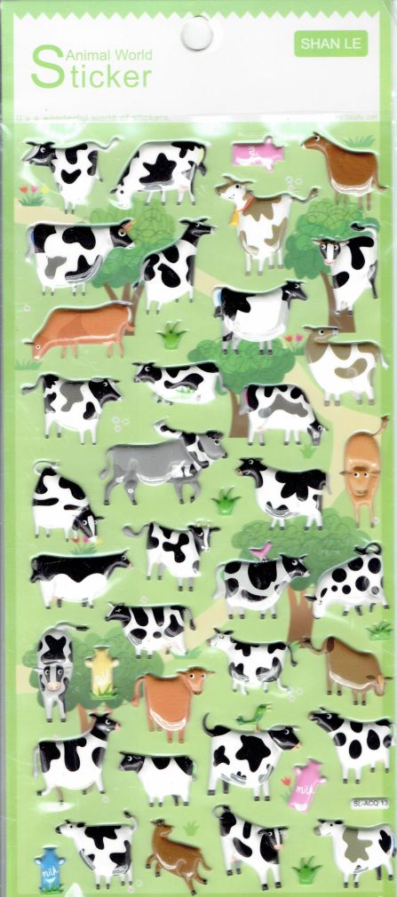 3D cow cows animals stickers for children crafts kindergarten birthday 1 sheet 004