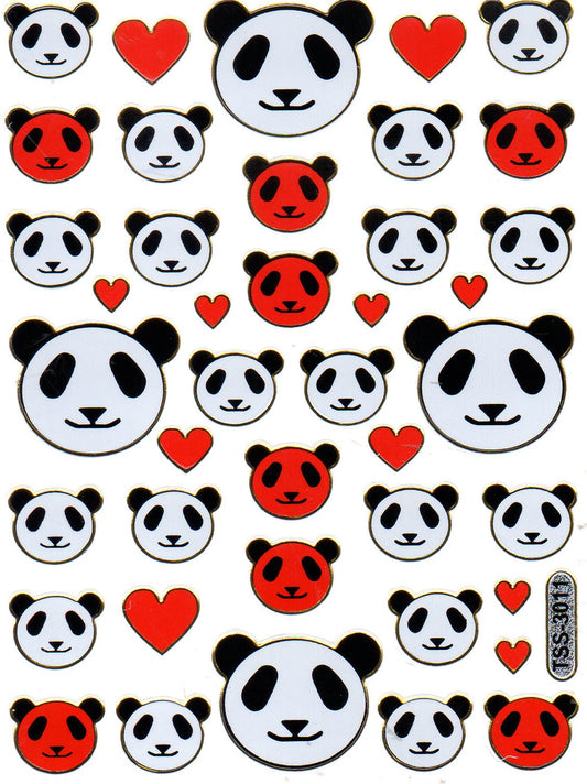 Panda Bear Panda Animals Colorful Sticker Metallic Glitter Effect Children Crafts Kindergarten 1 Sheet 02
