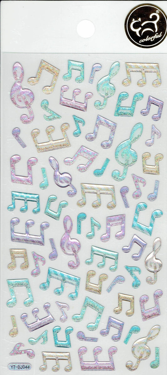 3D Musiknoten Noten Aufkleber Sticker für Kinder Basteln Kindergarten Geburtstag 1 Bogen 038