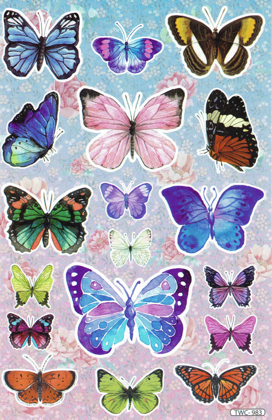 Butterflies Insects Animals Stickers for Children Crafts Kindergarten Birthday 1 sheet 045