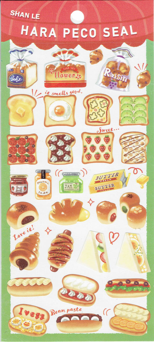 3D bread bakery rolls pretzels stickers for children crafts kindergarten birthday 1 sheet 045