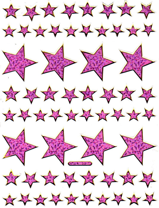 Star pink sticker sticker metallic glitter effect for children crafts kindergarten birthday 1 sheet 006